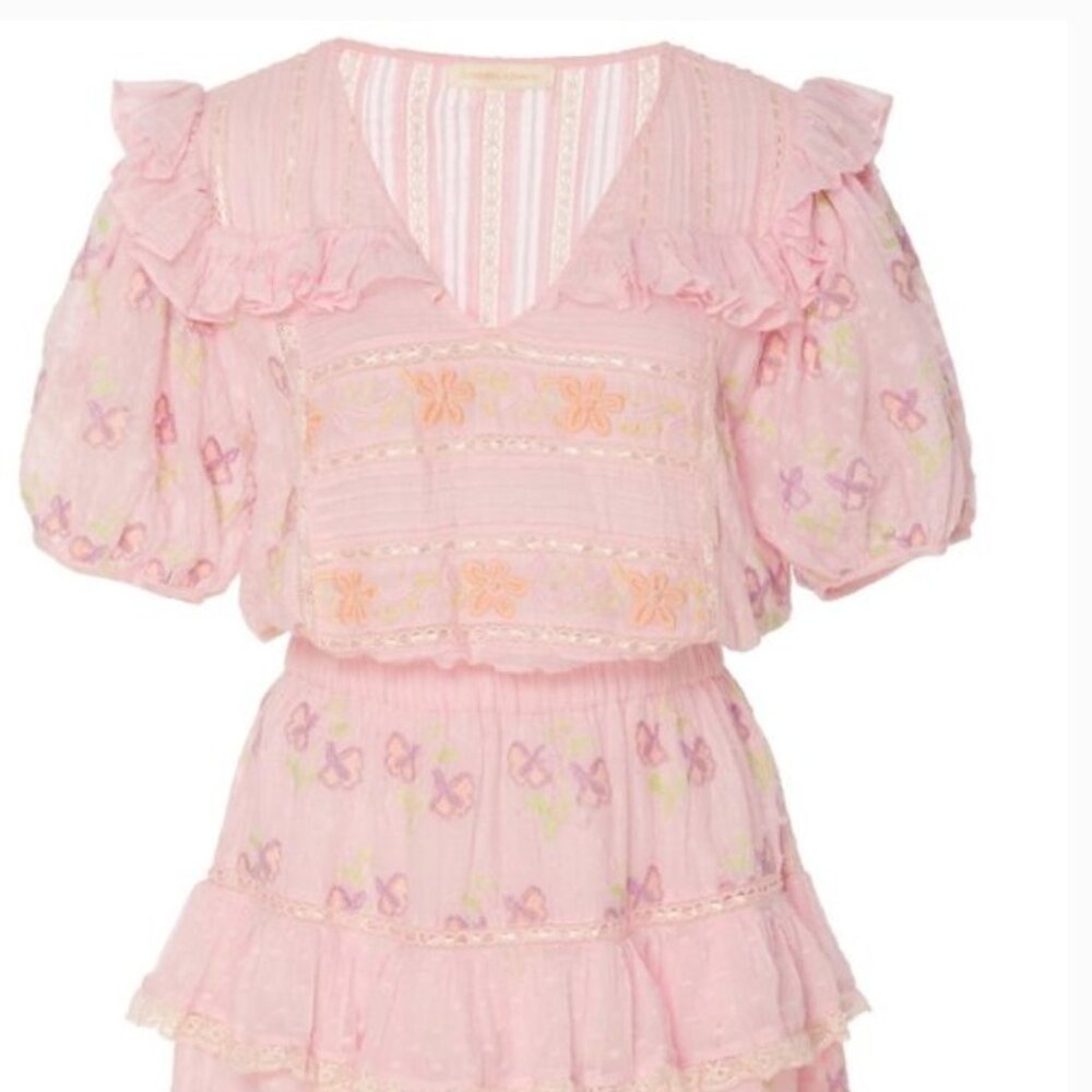 LoveShackFancy Sorelle Dress, Pink Tulip, Medium